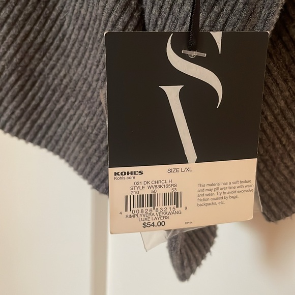 Simply Vera gray sweater shawl X/XL - Picture 7 of 8